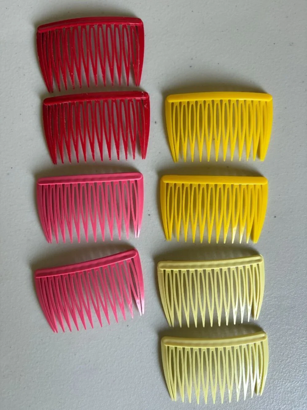 4 Sets 8 Total Vintage 1980s Goody Hair Side Combs Red Pink Yellow Sunshine Bana